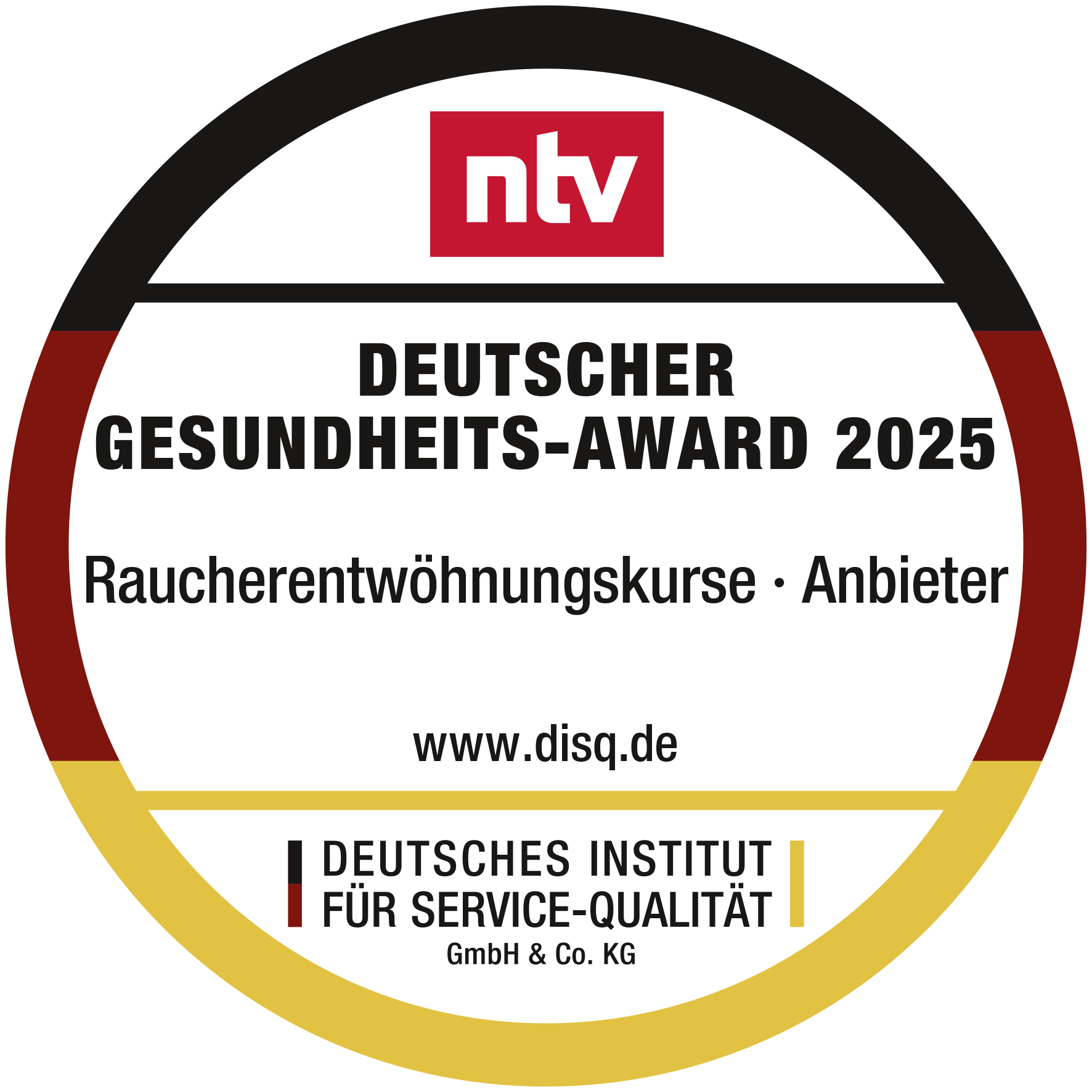 Siegel Deutscher Gesundheits-Award 2025 - Preisträger Raucherentwöhnungskurse