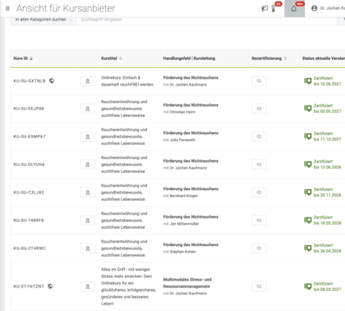 Wir haben zahlreiche von gesetzlichen Krankenkassen anerkannte Kurse. ALLE Kurse, die wir anbieten sind anerkannt und erstattungsfähig durch jede gesetzliche Krankenkasse.